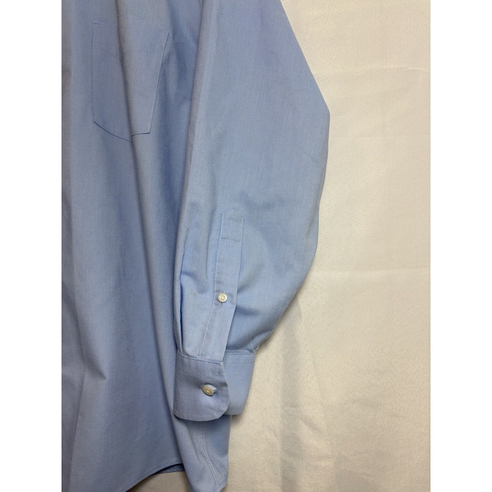 Stafford Coolmax Dress Shirt Men XL 17-17.5 34-35 Regular Fit Long Sleeve Blue - Picture 3 of 13